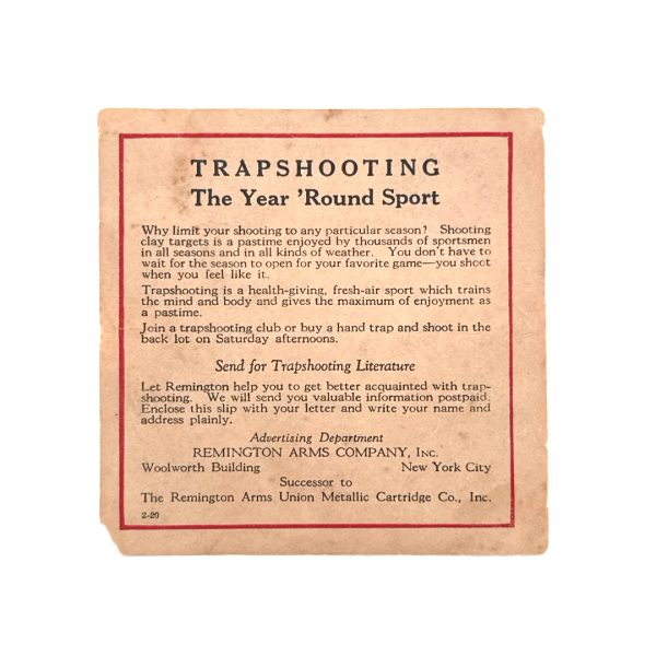 Remington, Repeating Shotguns with Quail, Shell Box Insert