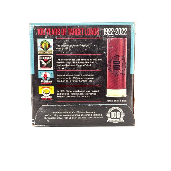 Federal, Monark Skeet Shells, 12 Gauge, #8 Shot, 100 Year Commemorative Shotgun Shell 1 Piece Box