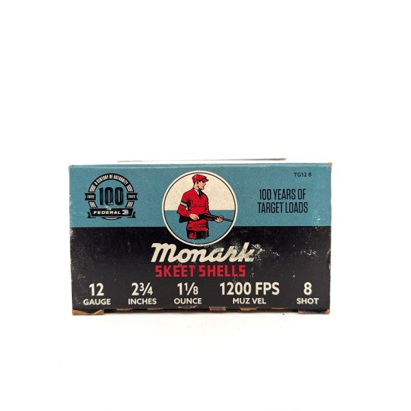 Federal, Monark Skeet Shells, 12 Gauge, #8 Shot, 100 Year Commemorative Shotgun Shell 1 Piece Box