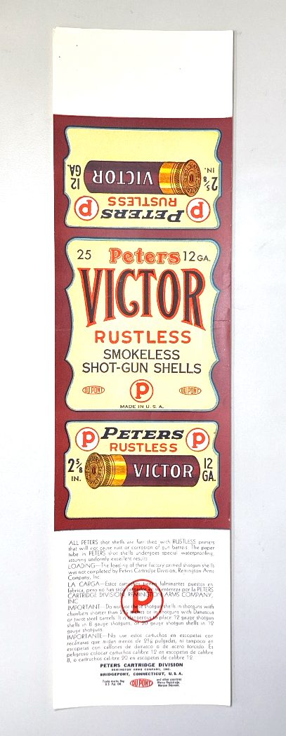 Peters, Victor, 12 Gauge, Shotgun Shell Box, New old Stock Label