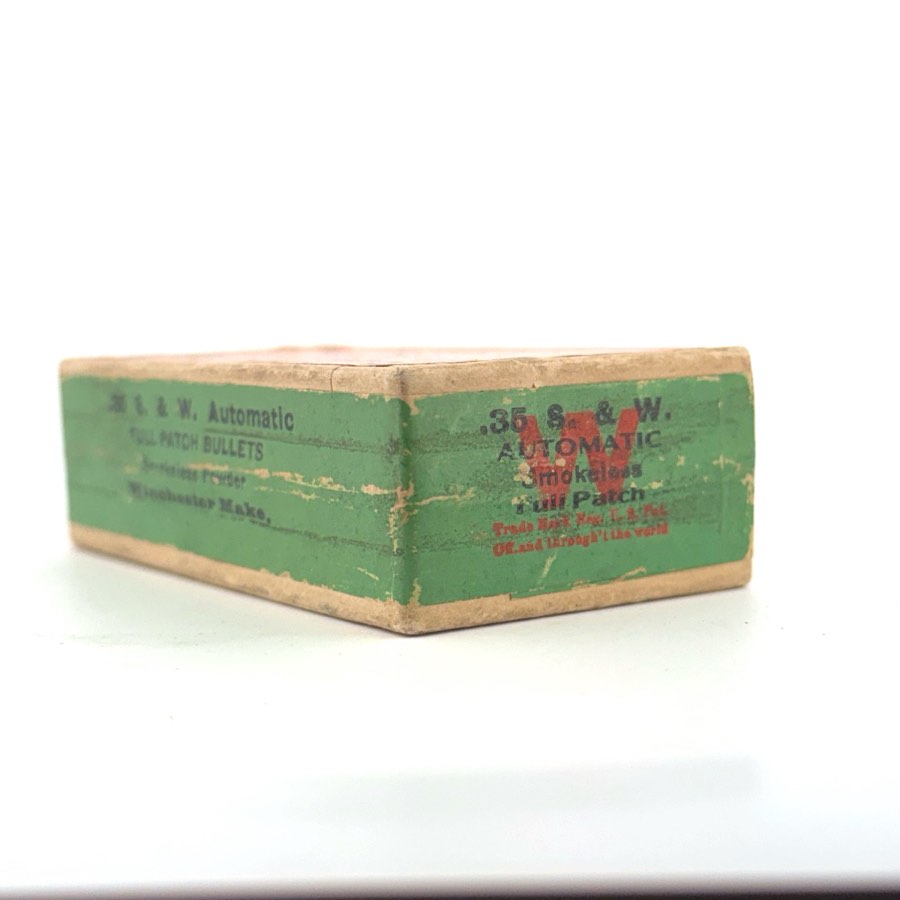 Side panels of the sealed two-piece Winchester .35 S&W Automatic box