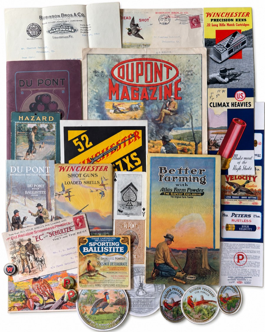 Vintage firearms advertising posters and store displays