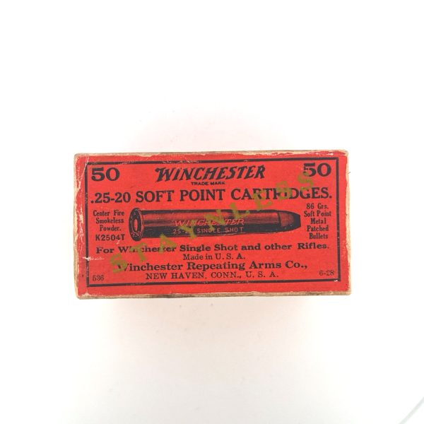 Winchester, .25-20 Single Shot, 86 Grain Soft Point, 2 Piece Box