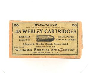 Winchester, .45 Webley, 230 Grain Bullet, 2 Piece Box (Sealed)
