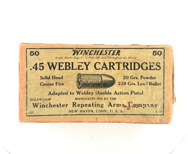 Winchester, .45 Webley, 230 Grain Bullet, 2 Piece Box (Sealed)