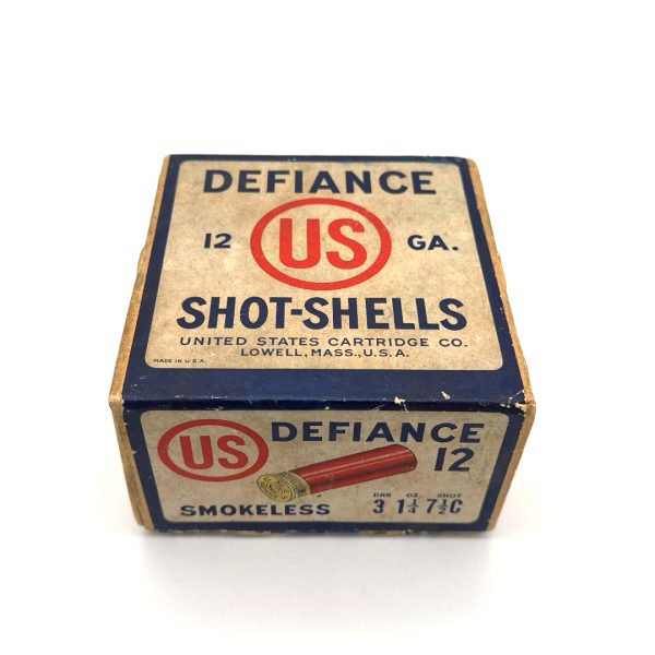 U.S. Cartridge Company, Defiance, 12 Gauge, # 7.5 CH Shot 2 Piece Box (Partial)