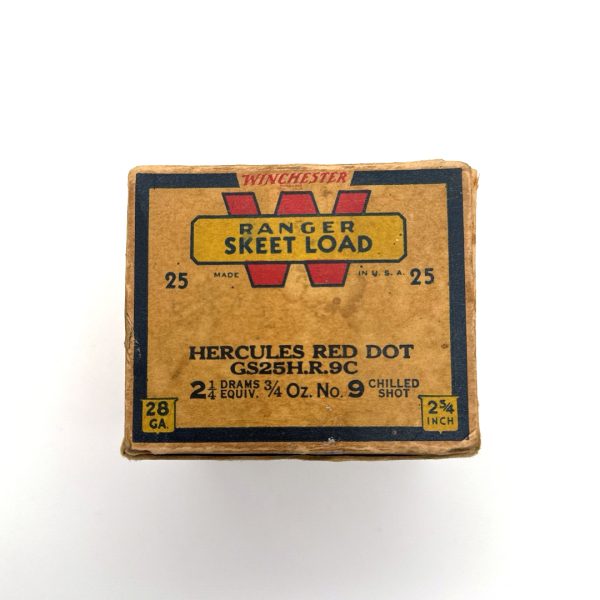 Winchester, Ranger, Skeet Load with Quail, 28 Gauge #9ch Shot, 1 Piece Box